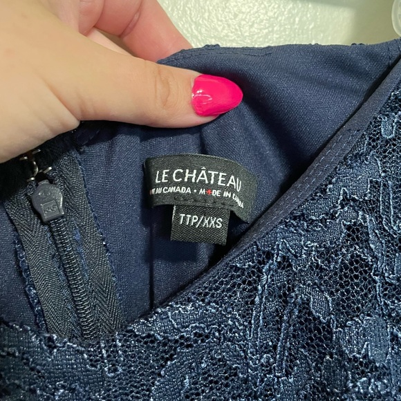 Dark Navy, Formal, Off The Shoulder Dress - Picture 4 of 4